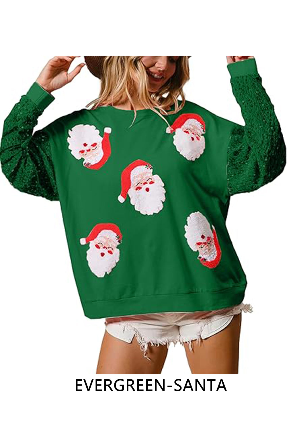 Wholesale 4 colors Christmas Sequin long sleeve Santa blouse WL011
