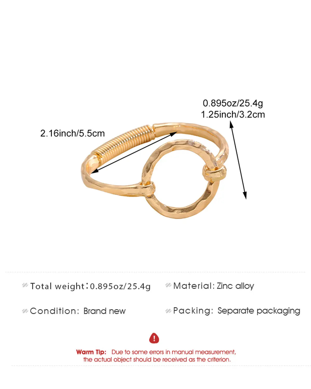 Gold Hammered Bangle Daily Boutique Jewelry Gift SP280
