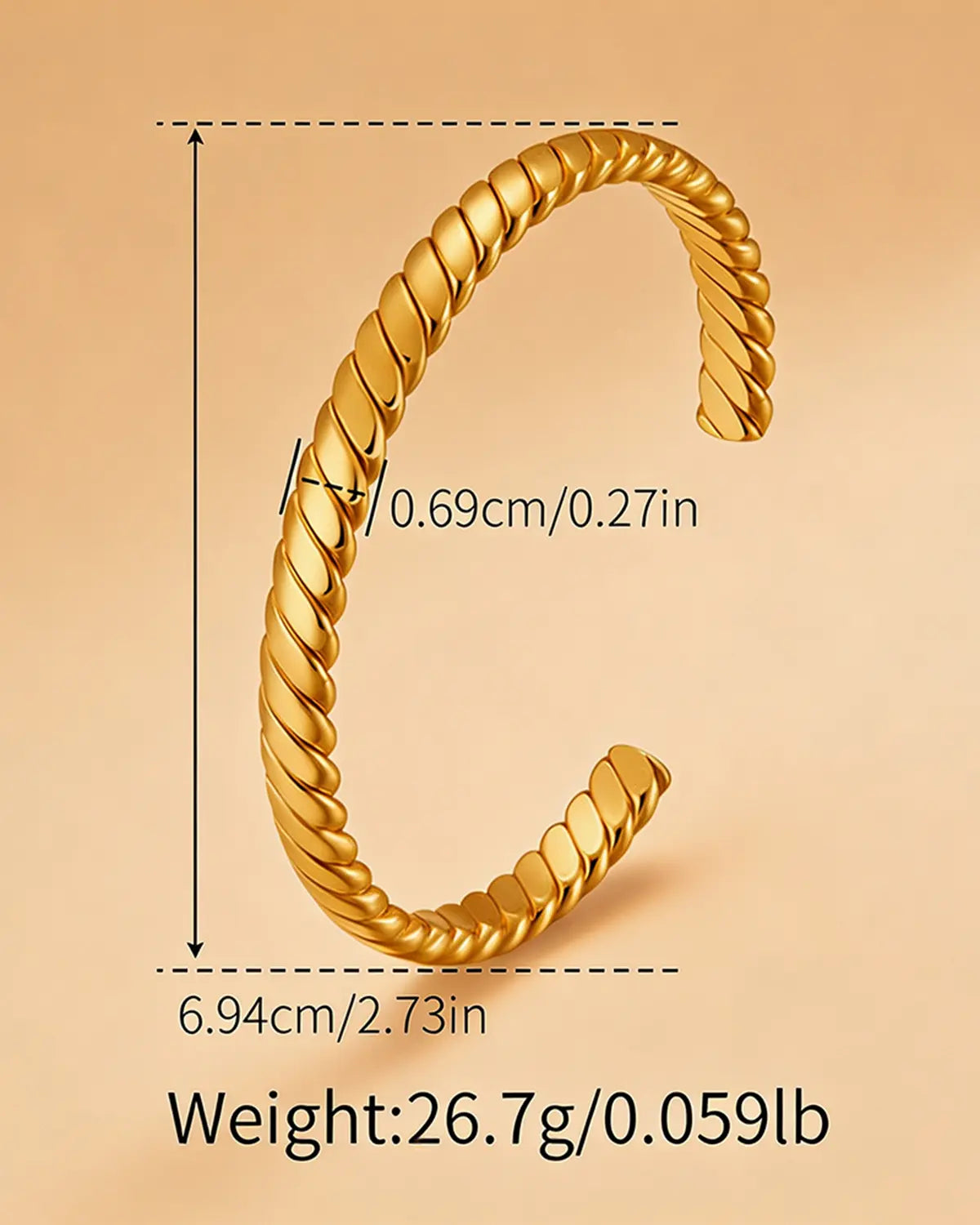 Gold Twisted Cuff Bangle Daily Boutique SP326
