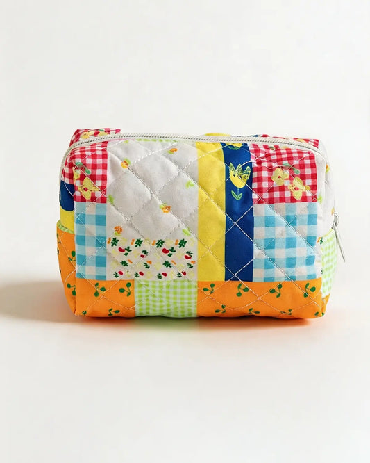 Multicolor Patchwork Quilted Cosmetic Bag Daily Toiletry Organizer SP272