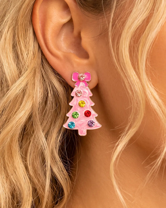 Pink Christmas Earrings Party Boutique SP342-PK