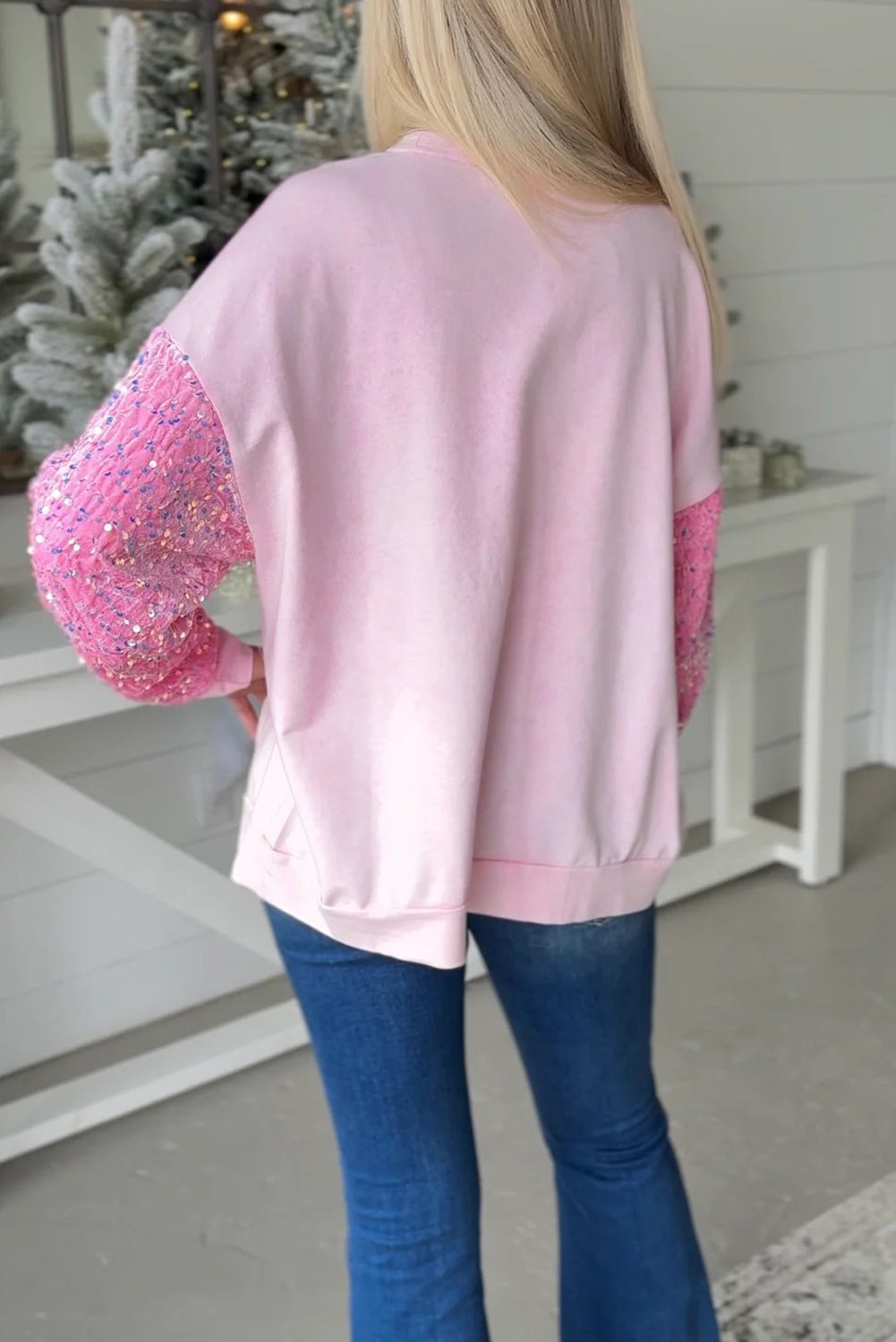 Wholesale 4 colors Christmas Sequin long sleeve Santa blouse WL011