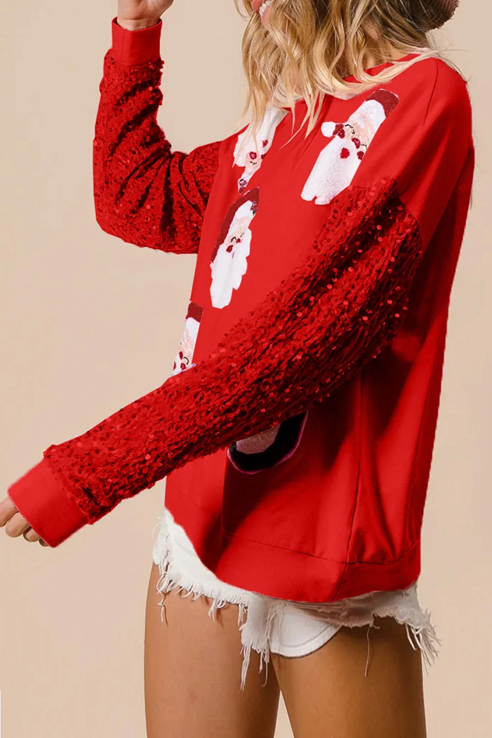 Wholesale 4 colors Christmas Sequin long sleeve Santa blouse WL011
