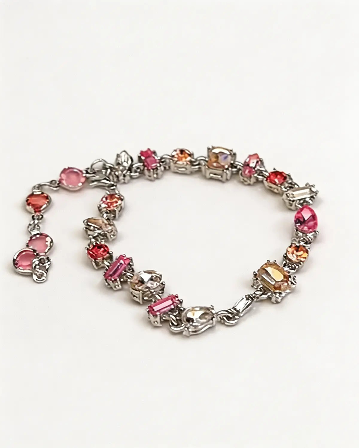 Silver Pink Rhinestone Bracelet Party Boutique SP308