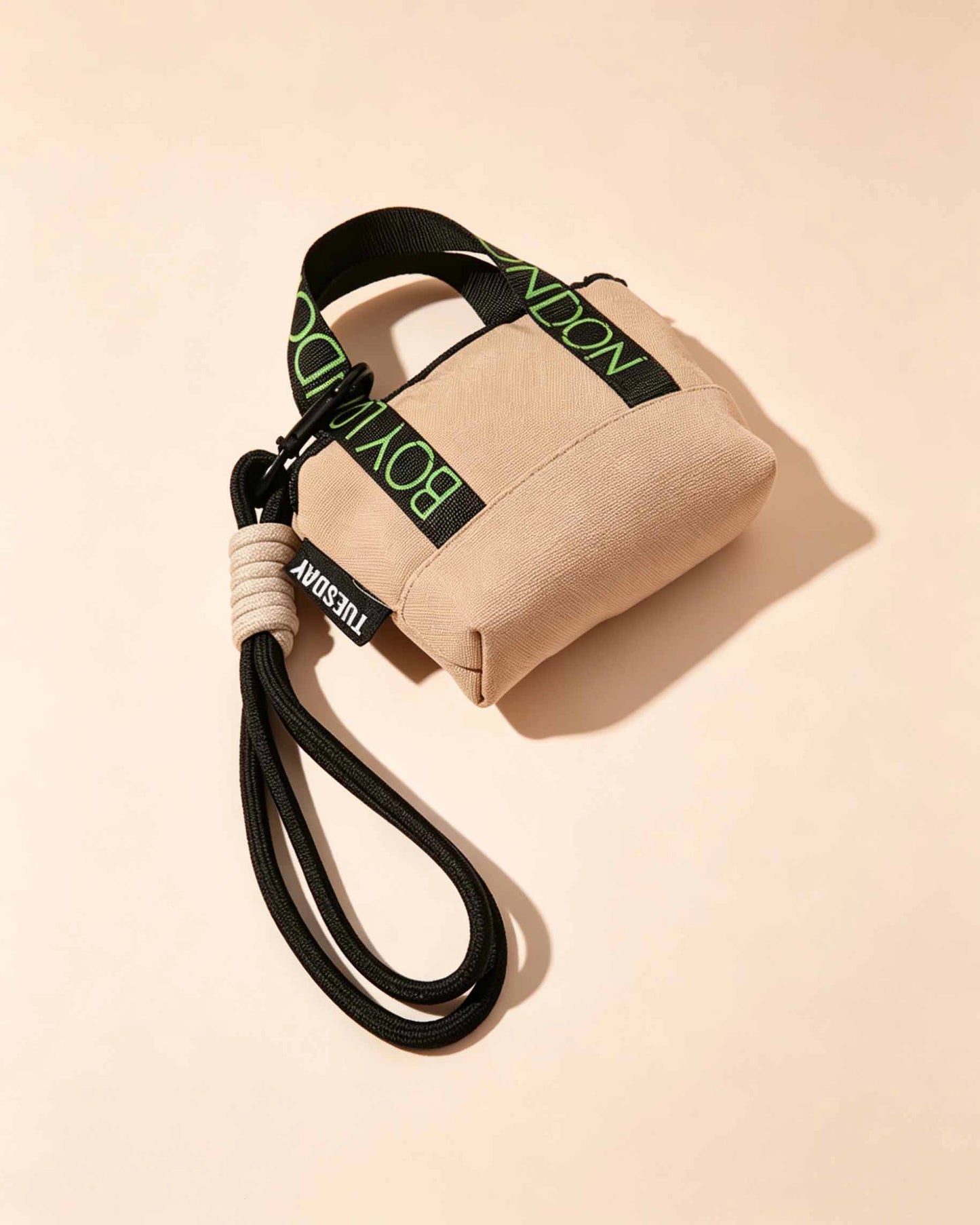 Beige Canvas Mini Earphone Pouch Keychain Daily Accessory SP163