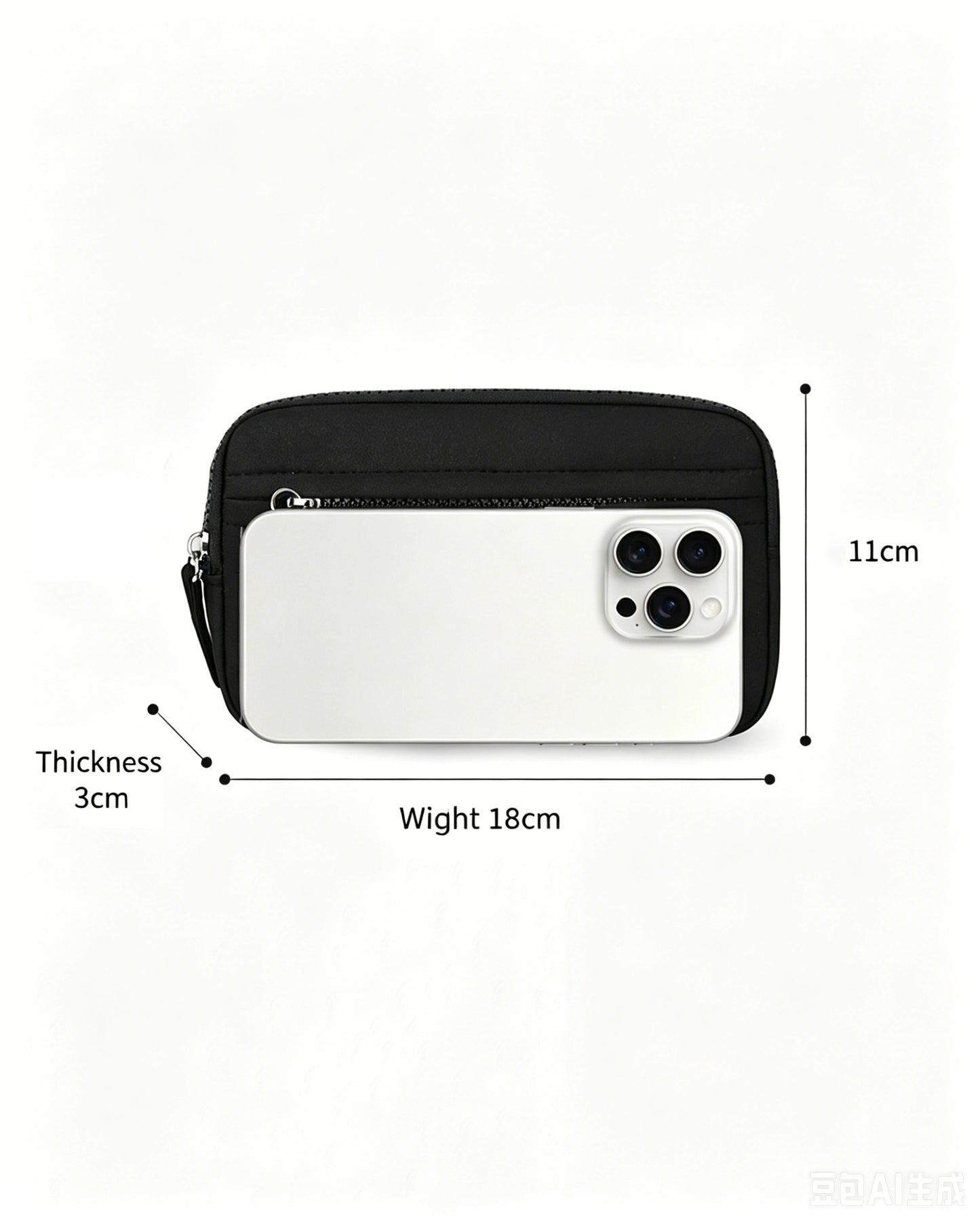 Black Multi-zip Waterproof Pouch Travel ID Wristlet Wallet SP160