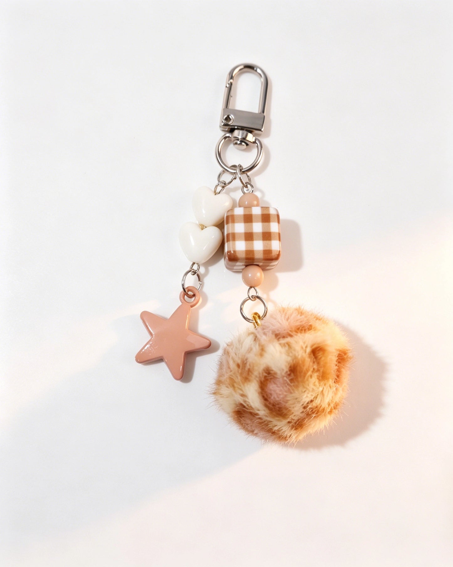 Brown Leopard Pom Keychain Casual Bag Accessory SP209