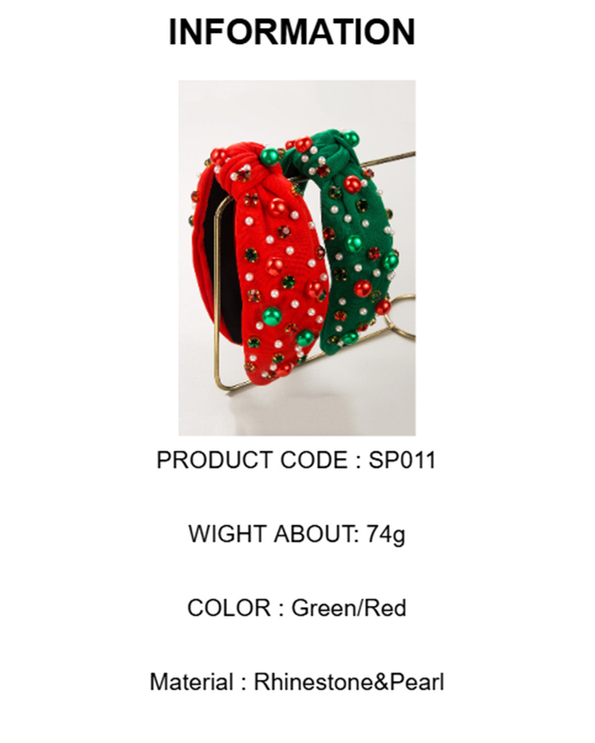Wholesale Christmas Rhinestone&Pearl Headband Festives Celebrations Hair Hoop Elastic Headbands For Adults And Kids SP011