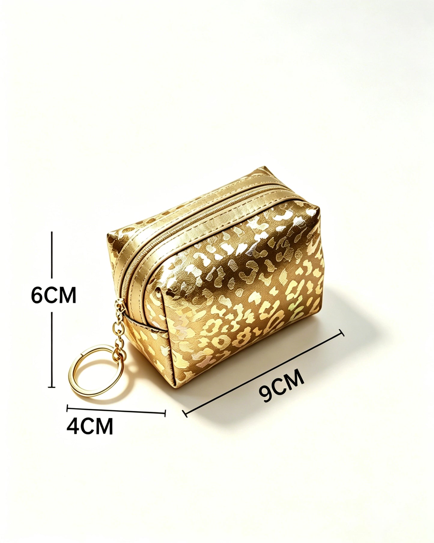 Gold Foil Leopard Pouch Travel Mini Keychain Purse SP153