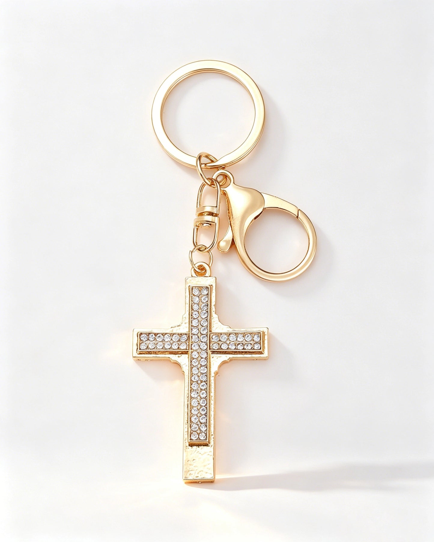 Gold Rhinestone Cross Keychain Daily Bag Charm SP230