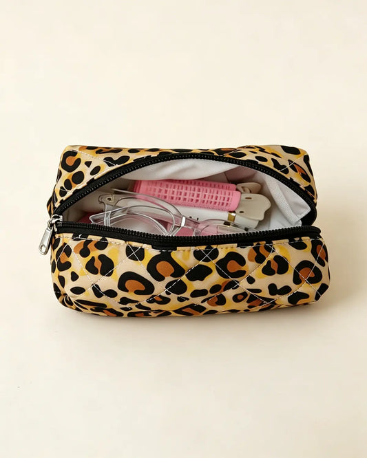 Wholesale Leopard Quilted Makeup Bag Travel Organizer SP267