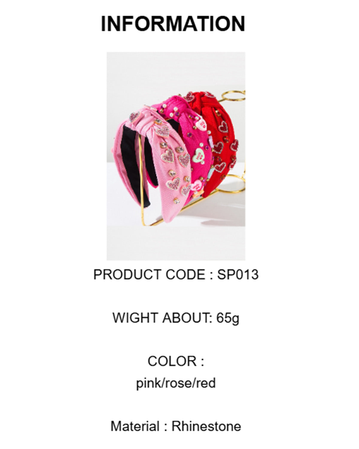Wholesale Pink Love Heart Pearl Knot Hairband Headband Adult Hair Accessories SP013