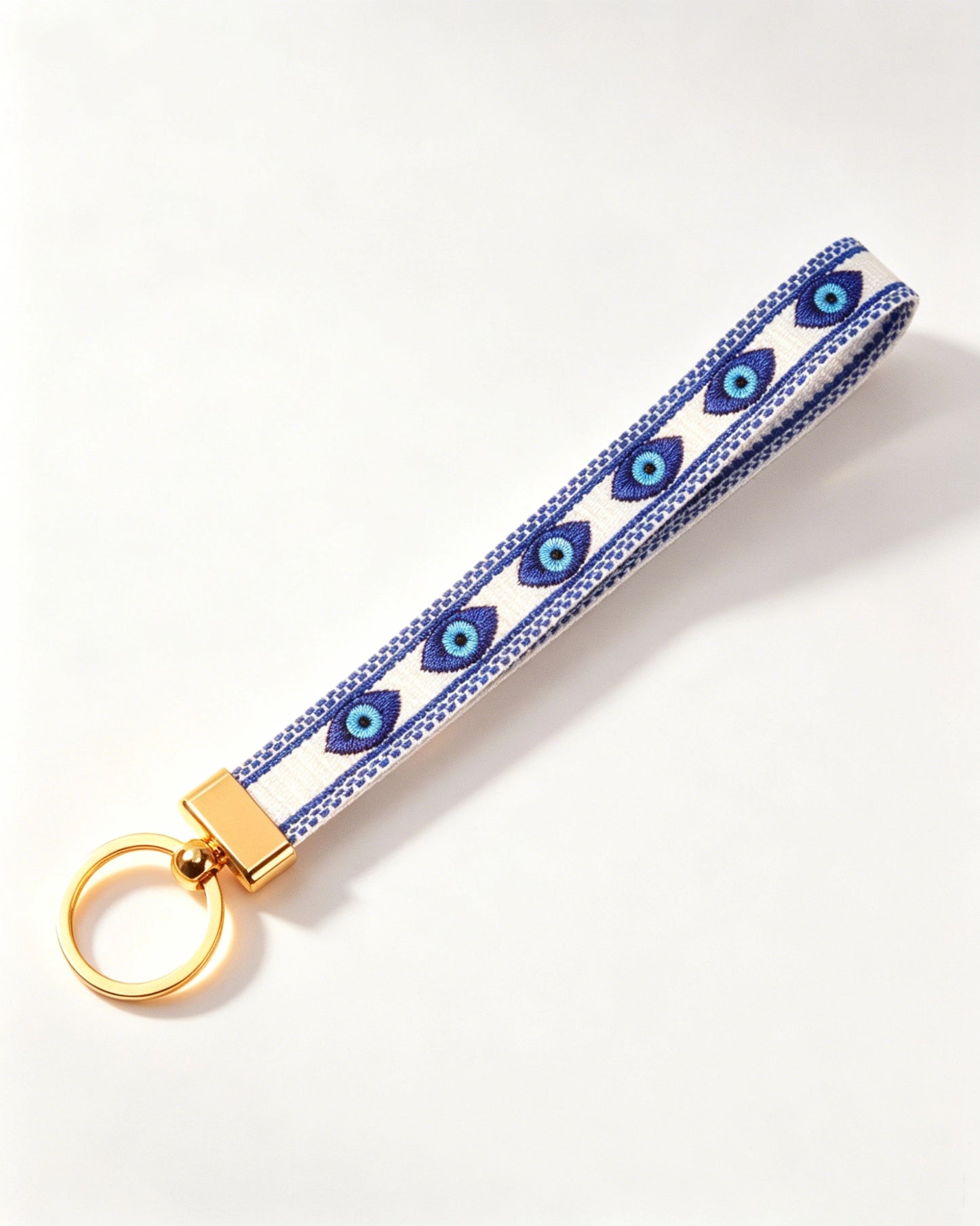 White Evil Eye Lanyard Embroidered Daily Bag Charm SP194