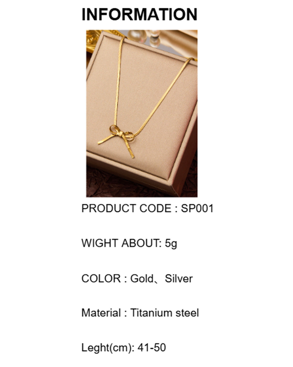 Wholesale titanium steel necklace clavicle chain elegant fashion light luxury SP001
