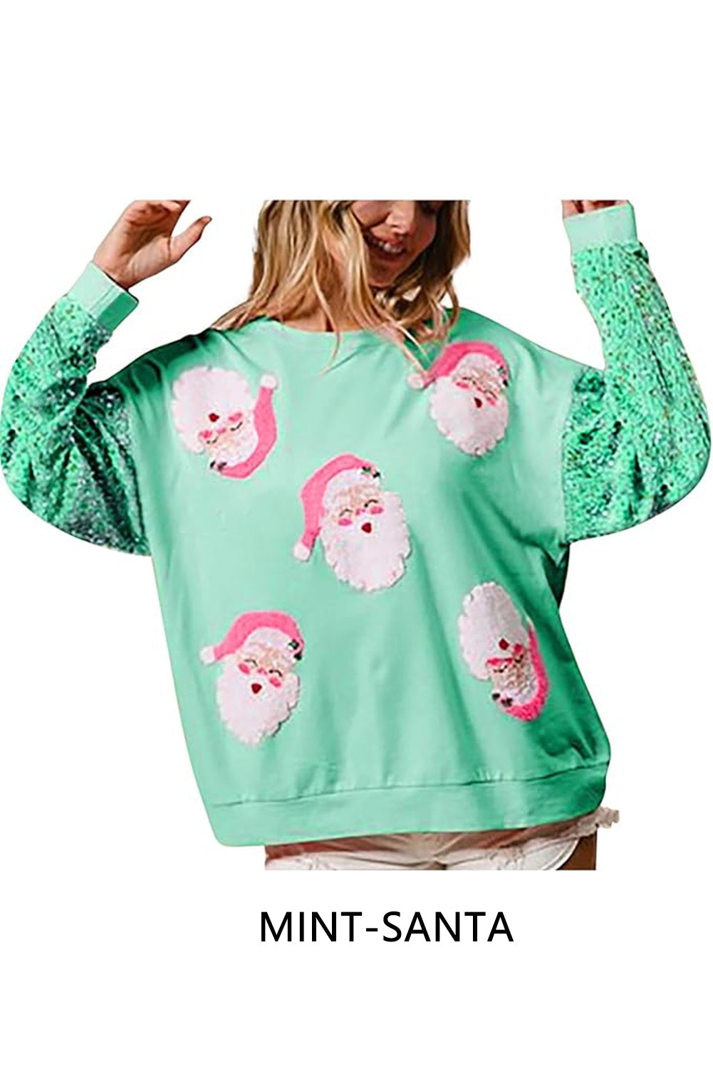 Wholesale 4 colors Christmas Sequin long sleeve Santa blouse WL011