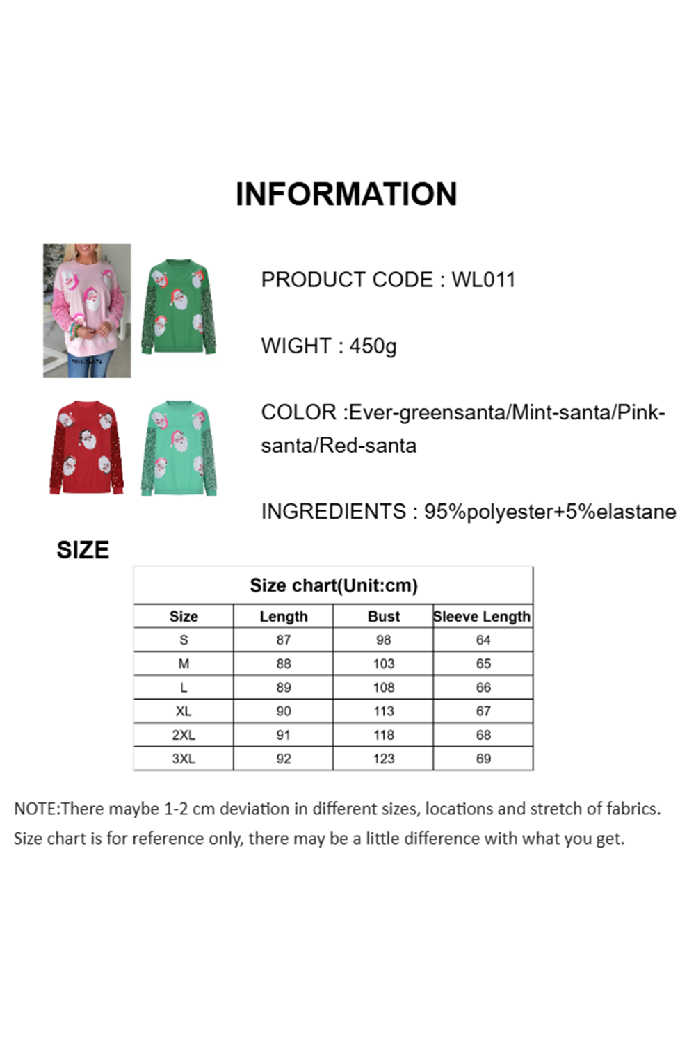 Wholesale 4 colors Christmas Sequin long sleeve Santa blouse WL011