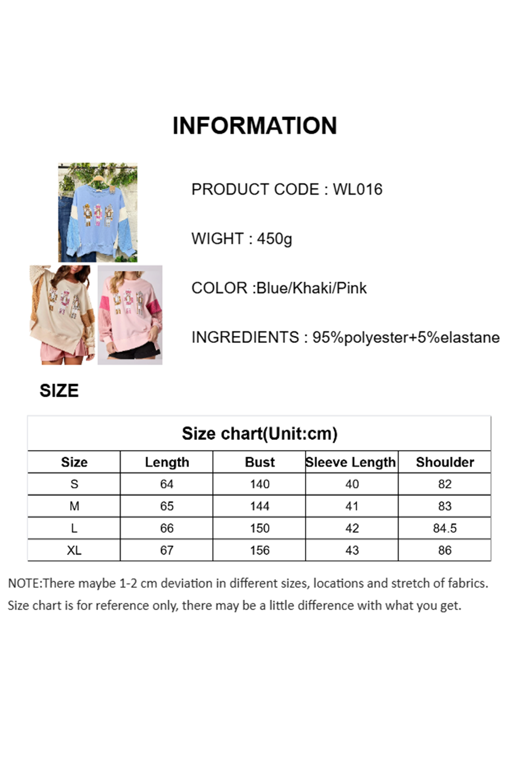 Wholesale 3 colors Christmas sequin nutcracker long sleeve blouse WL016