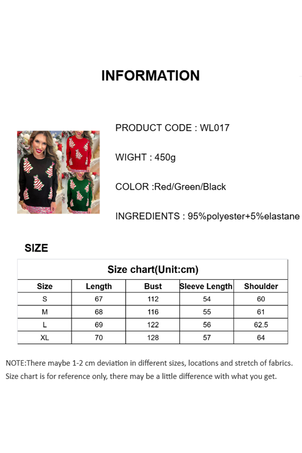 Wholesale 3 colors sequin Christmas tree long sleeve blouse WL017
