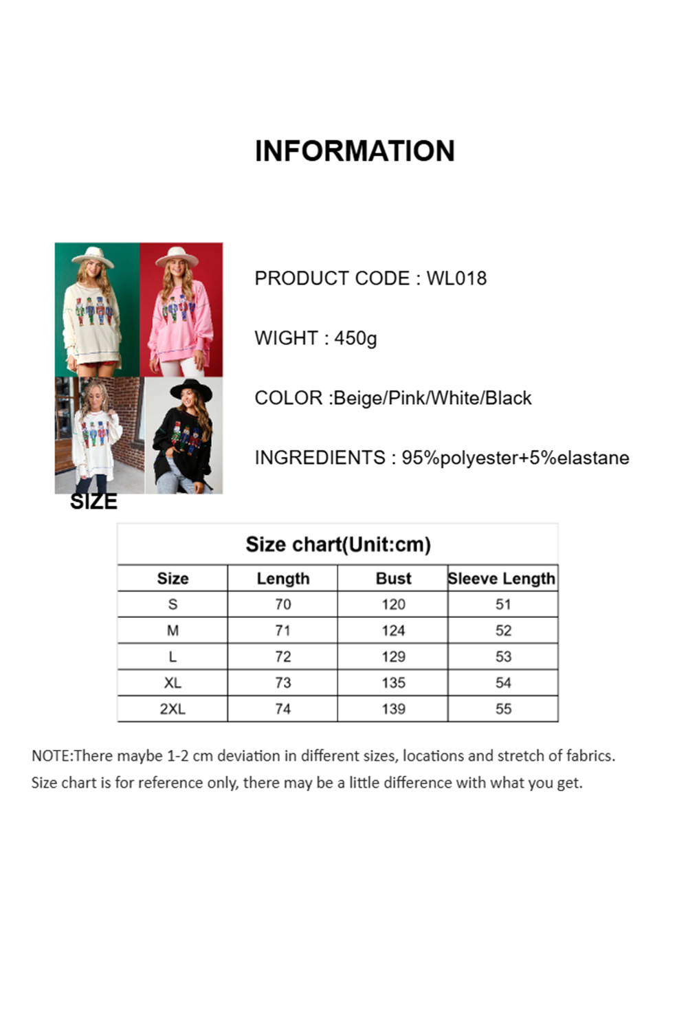 Wholesale 4 colors Christmas sequin nutcracker long sleeve blouse WL018