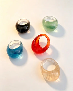 Wholesale Colorful 5Pcs Resin Dome Rings Vacation Y2K Jewelry SP107