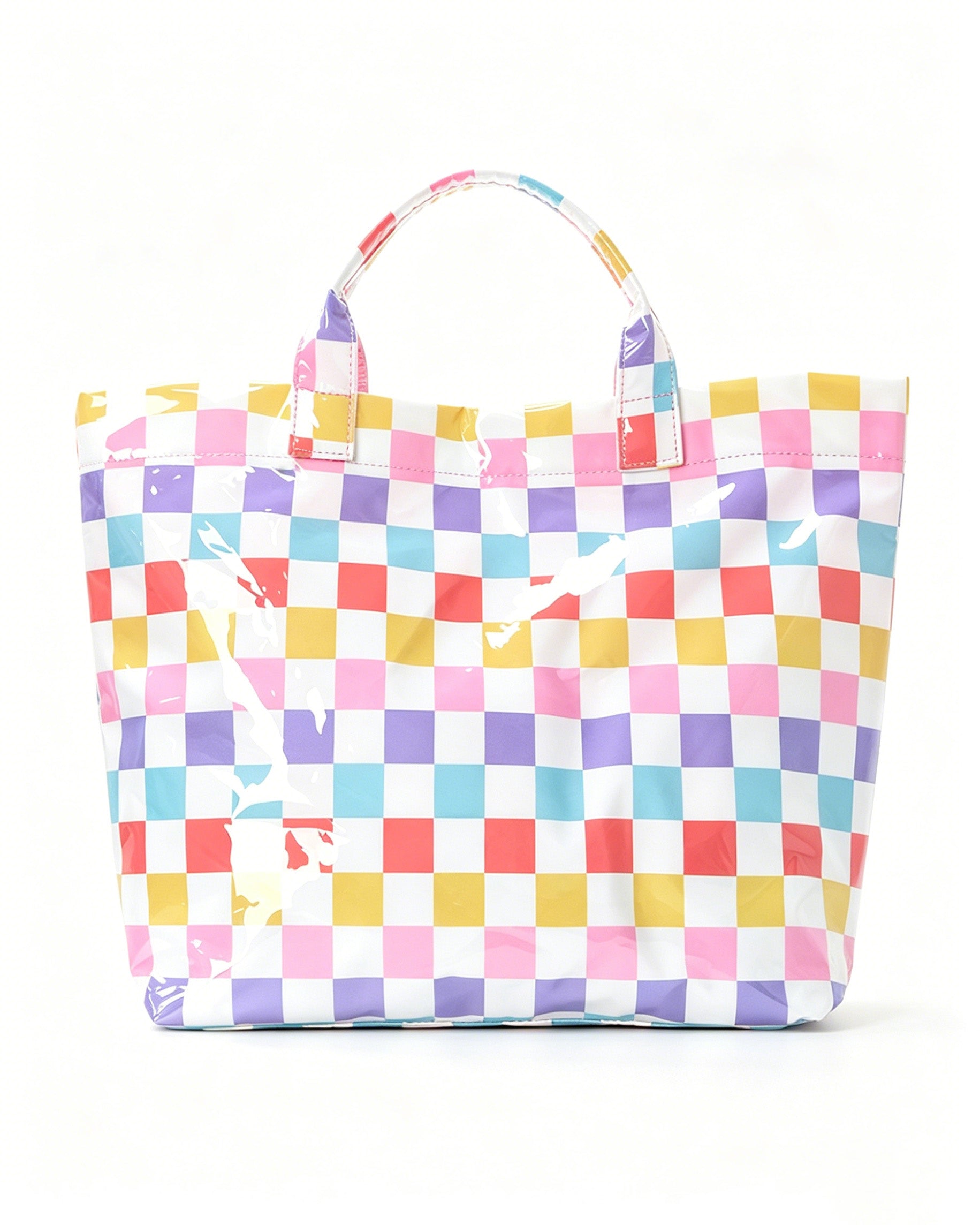Wholesale Pastel Checkerboard Waterproof Tote Beach Preppy Boutique Bag SP064