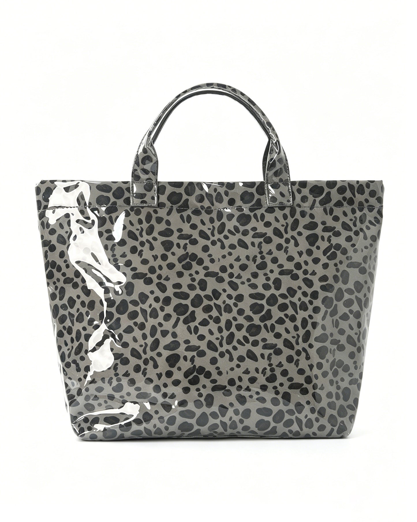 Wholesale Grey Leopard PVC Tote Bag Travel Everyday Chic SP073