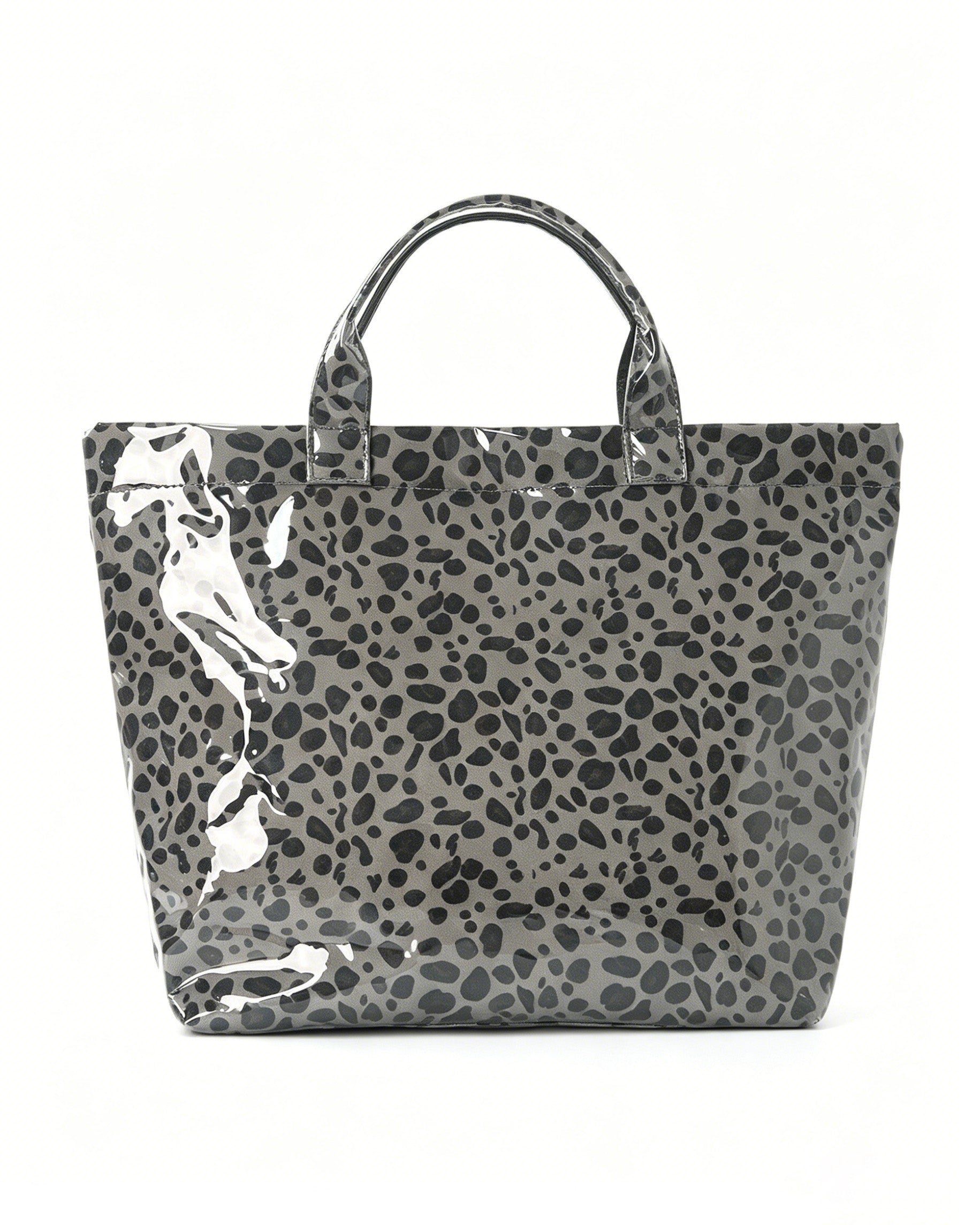 Wholesale Grey Leopard PVC Tote Bag Travel Everyday Chic SP073