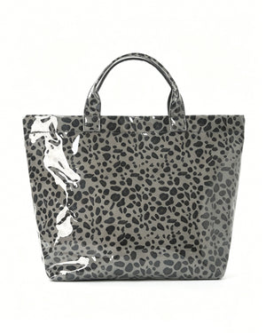 Wholesale Grey Leopard PVC Tote Bag Travel Everyday Chic SP073