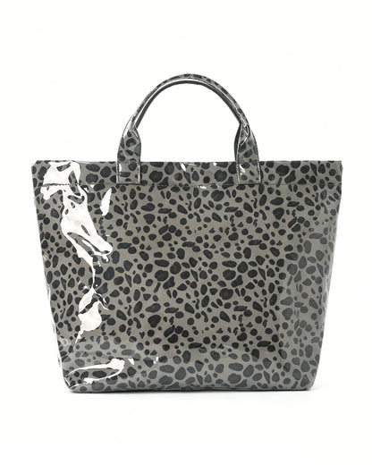Wholesale Grey Leopard PVC Tote Bag Travel Everyday Chic SP073