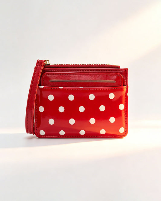 Wholesale Red Polka Dot Wallet Travel Zip Pouch SP235