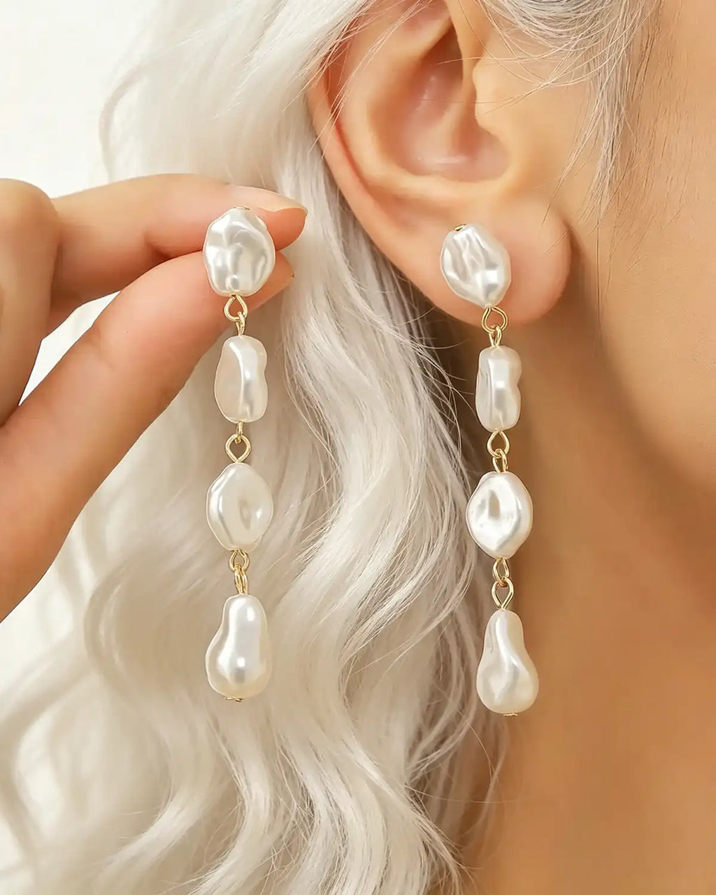 Wholesale White Faux Pearl Drop Earrings Party Retro Jewelry SP091