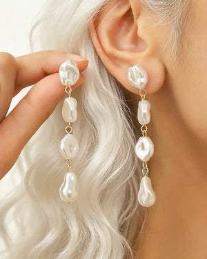 Wholesale White Faux Pearl Drop Earrings Party Retro Jewelry SP091