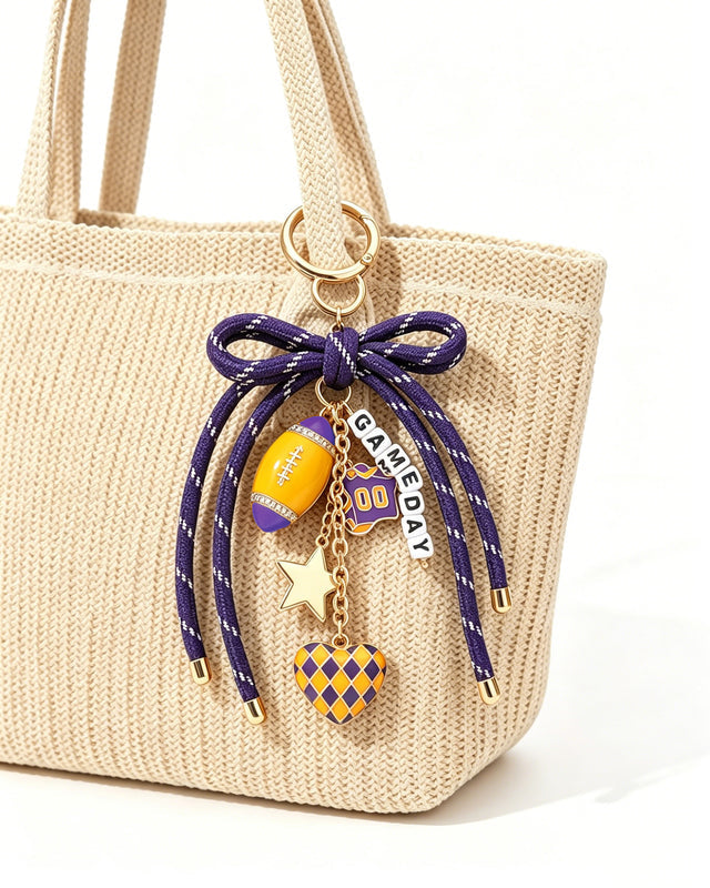 Wholesale Purple Game day Bag Charm keychain SP033