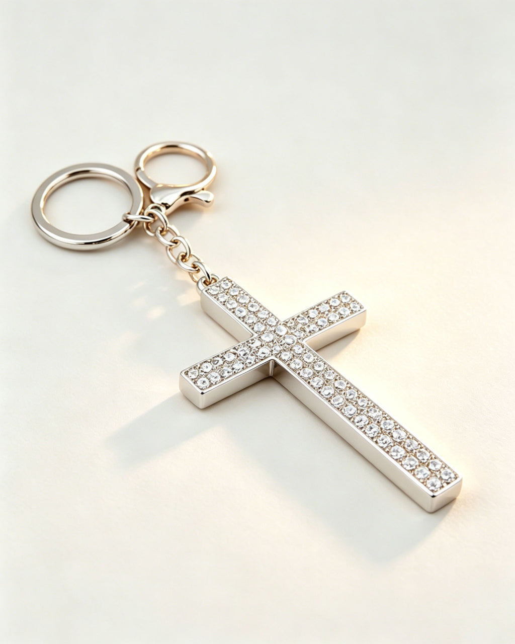 Wholesale Silver Rhinestone Cross Keychain Church Charm SP232