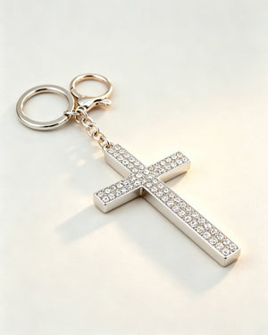 Wholesale Silver Rhinestone Cross Keychain Church Charm SP232