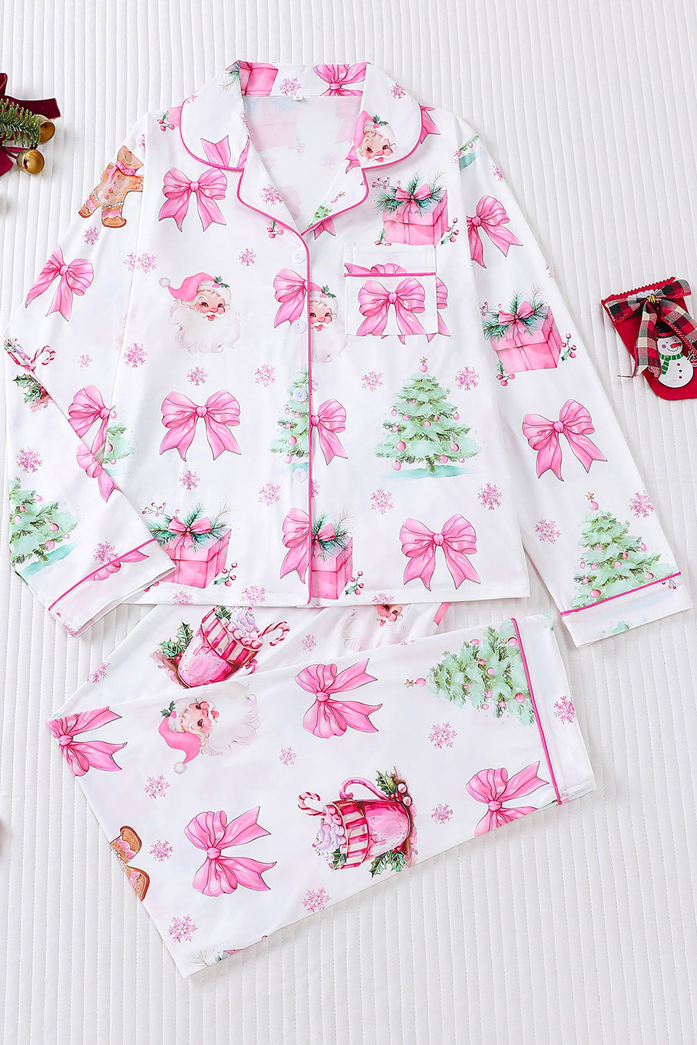 Wholesale Christmas Pajamas Womens Pajamas Set 2 Piece Soft Button-Down PJs Set Sleepwear Loungewear WL004