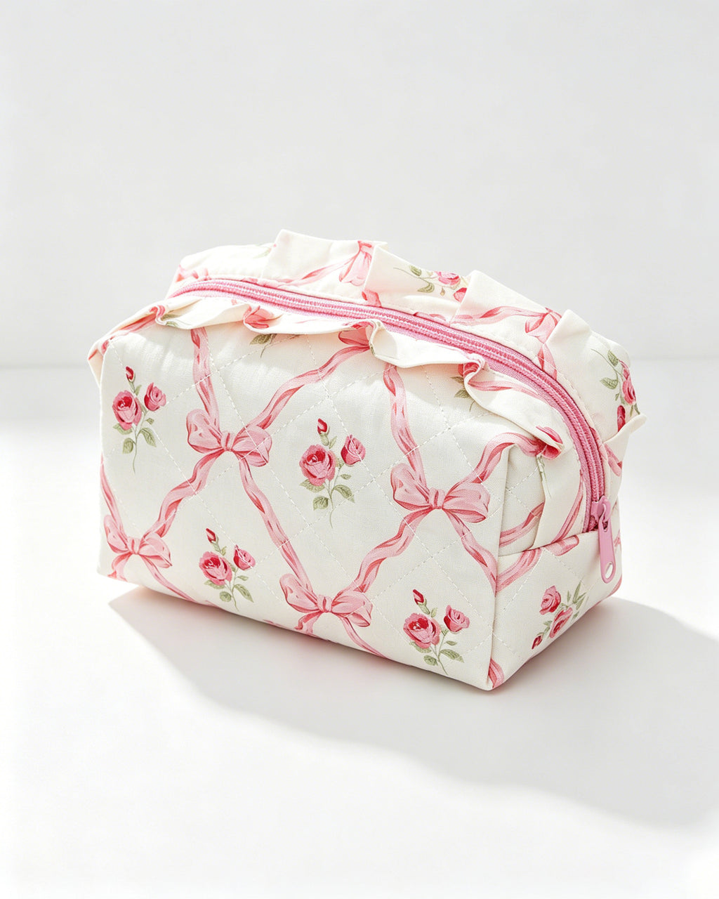 Wholesale Pink Bow Floral Cosmetic Bag Travel Coquette Gift SP052