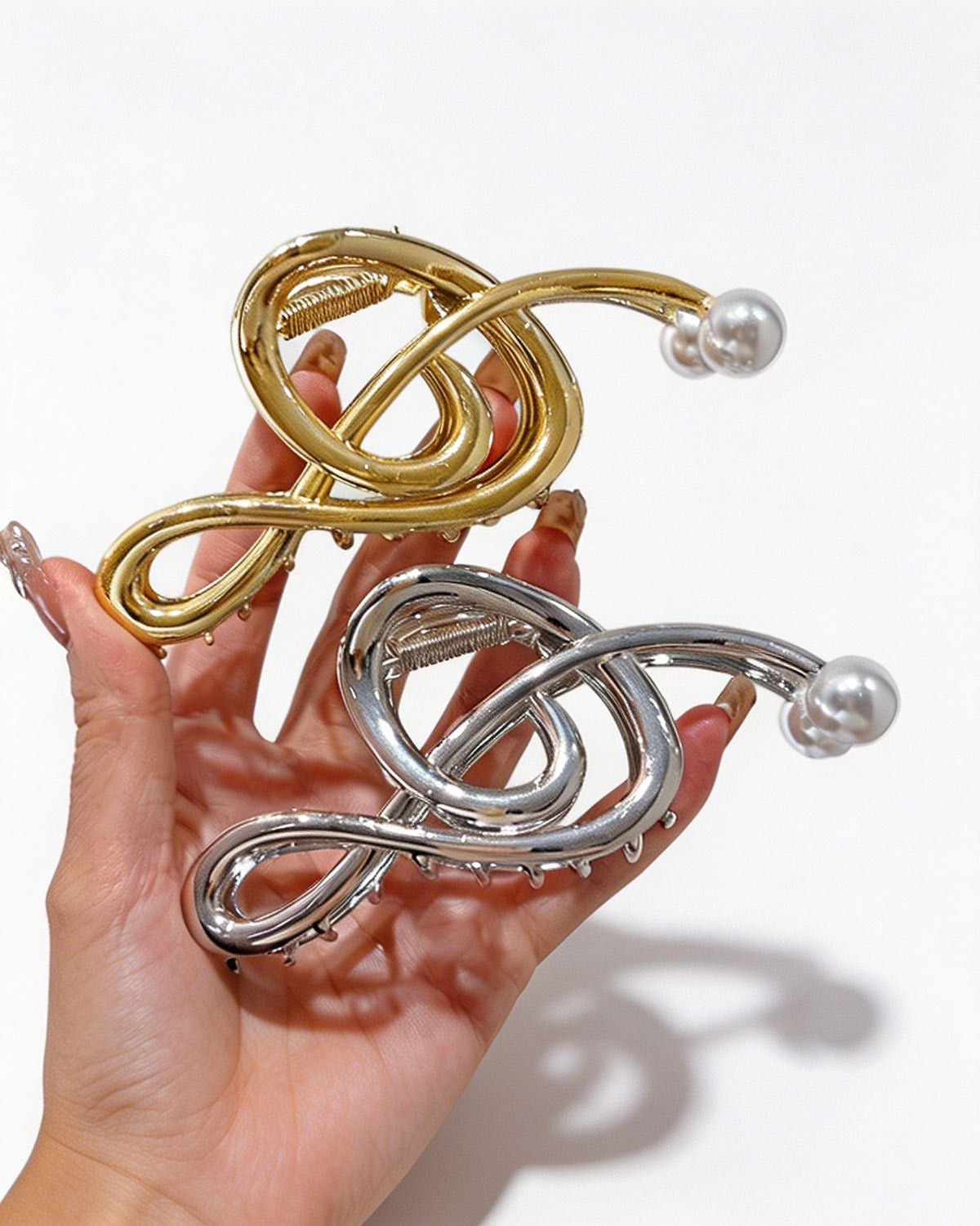 Wholesale Silver Pearl Metal Hair Clip Daily Minimalist Gift SP080