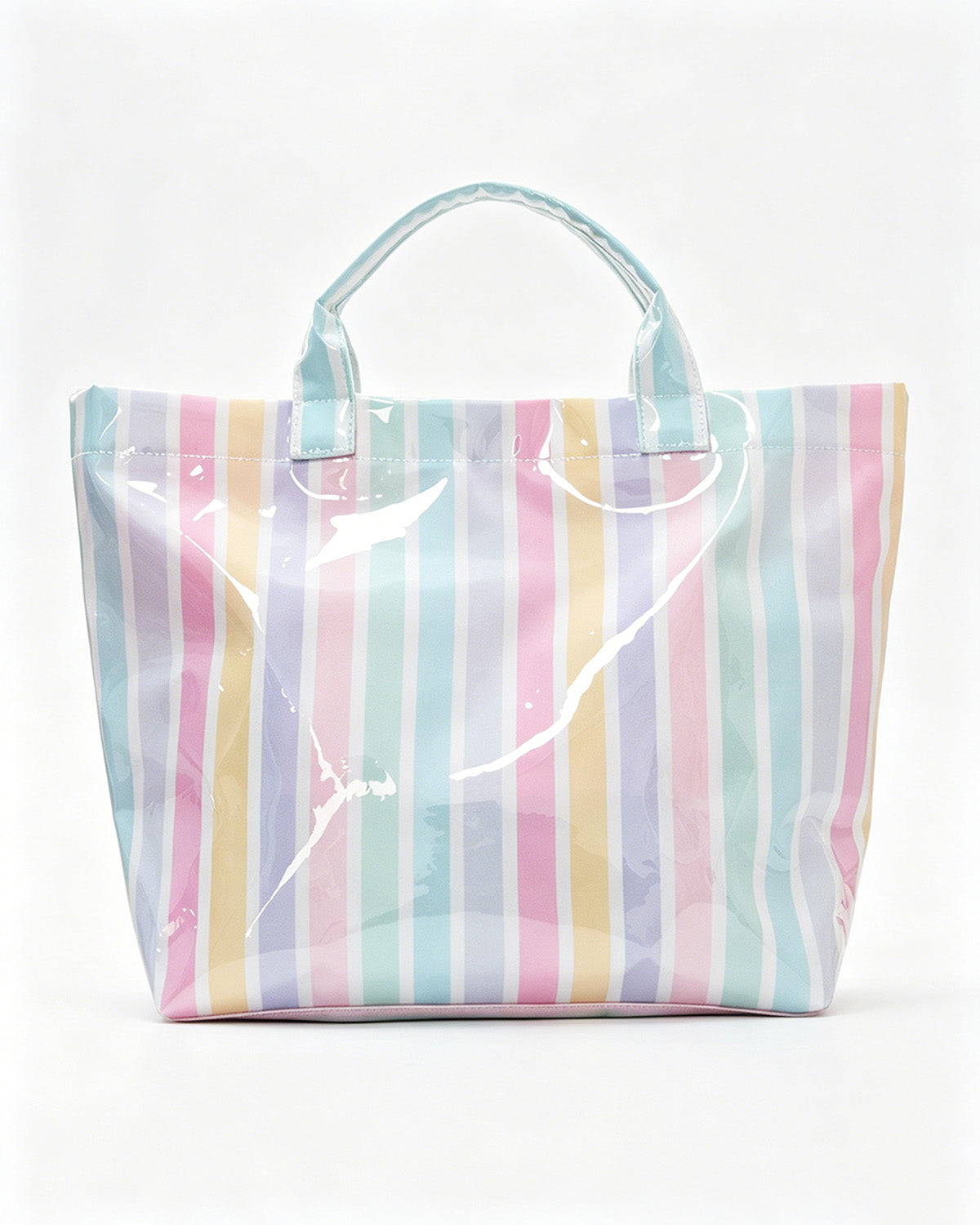 Wholesale Pastel Striped Glossy Tote Bag Pool Summer Boutique Gift SP065