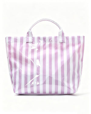 Wholesale Purple Striped PVC Tote Bag Weekend Trendy Pick SP077