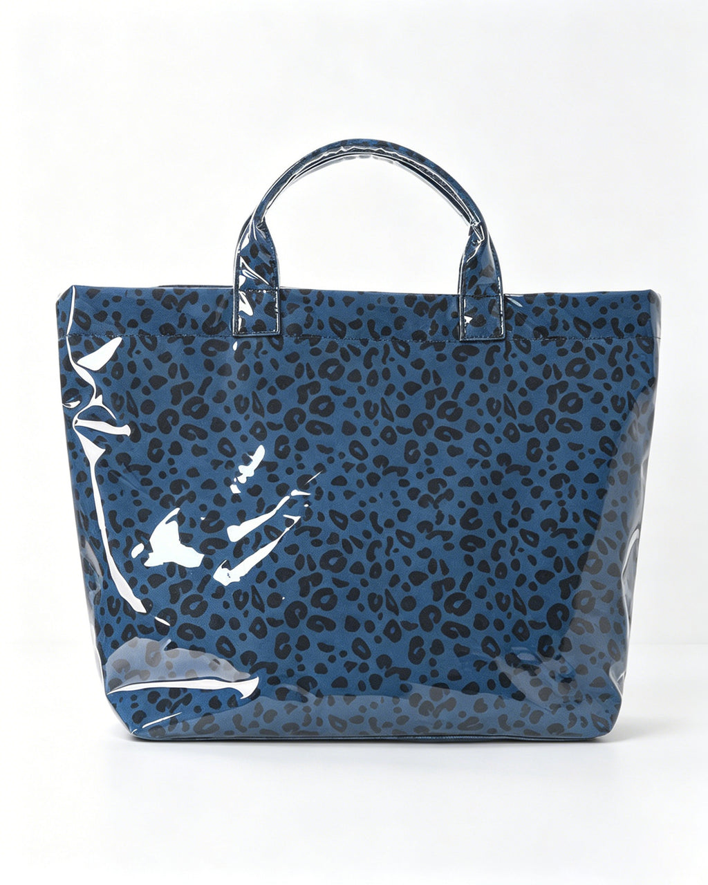 Wholesale Blue Leopard Glossy Tote Beach Preppy Boutique Bag SP070