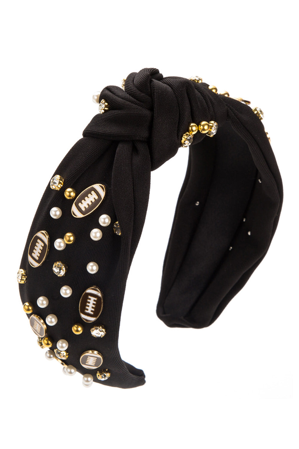 Wholesale Game day football Rhinestone&Pearl Headband Festives Celebrations Hair Hoop Elastic Headbands For Adults And Kids SP012