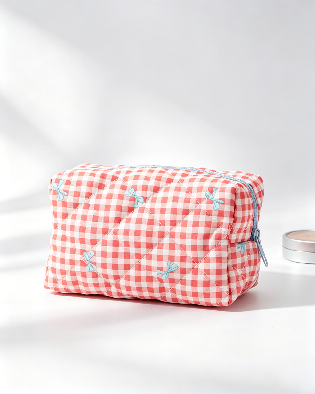 Wholesale Red Gingham Bow Cosmetic Bag Travel Boutique Pick SP055