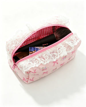 Wholesale Light Pink Lace Quilted Makeup Bag Vintage Gift SP063