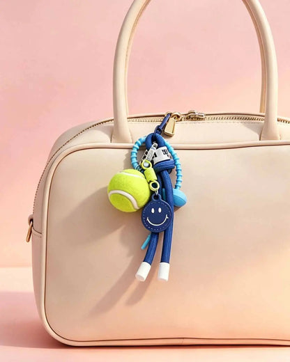 Navy Tennis Smiley Keychain Casual Daily Trendy Accessory SP169