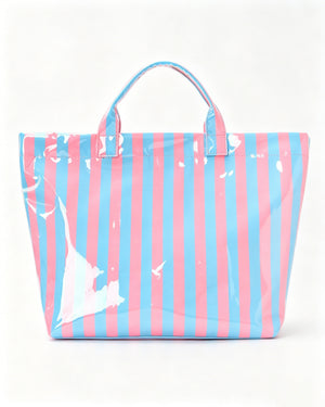 Bulk Pink Blue Striped Waterproof Tote Beach Coquette Aesthetic Bag SP066