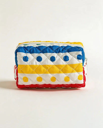 Colorful Striped Polka Dot Quilted Cosmetic Bag Travel Makeup Pouch SP271 SP271
