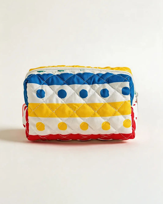 Colorful Striped Polka Dot Quilted Cosmetic Bag Travel Makeup Pouch SP271 SP271