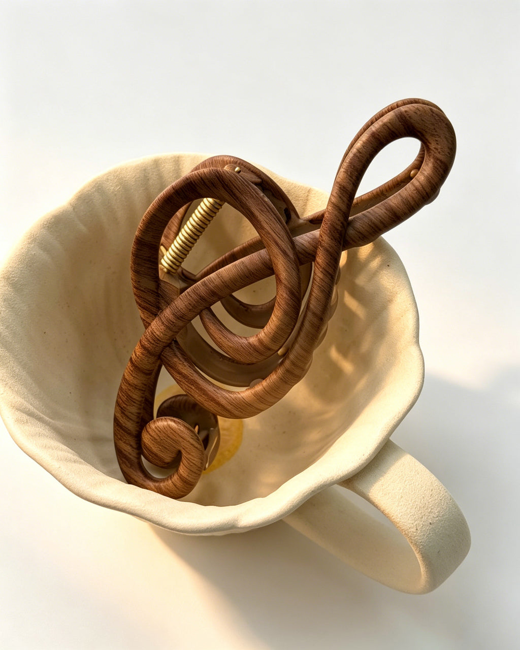 Wholesale Wooden Grain printed  Music Note Hair Claw Vacation Boho Accessory SP088