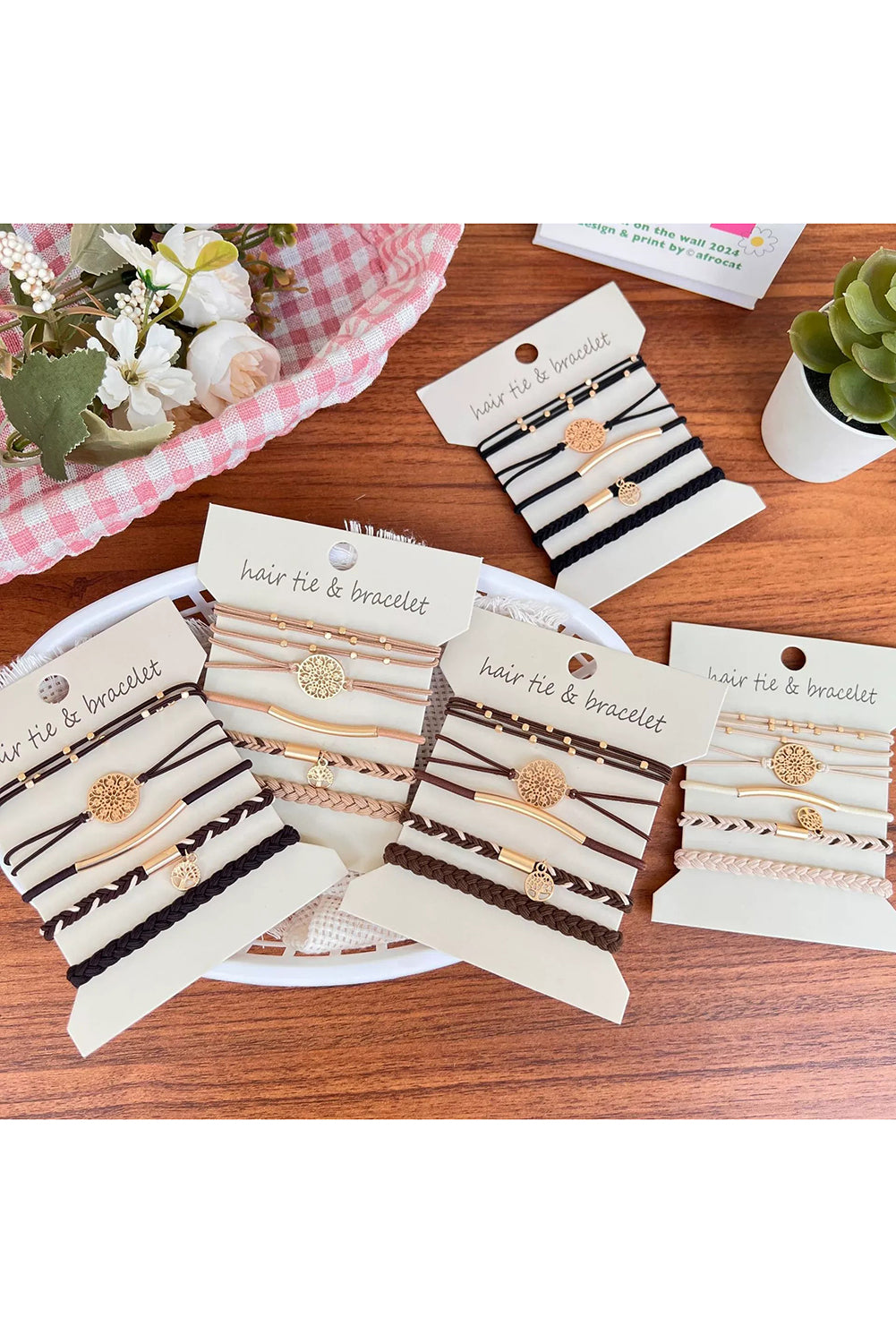 Wholesale 5PCS Hair Ties Bracelet for Women 5 Styles Soft Braided Boho Hair Bands Elastic No Damage Hair Ties for Girls thick Thin Long Curly Hair Accessories SP004